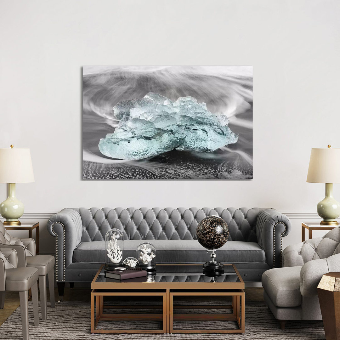 Icebergs On A Black Volcanic Beach VI, Vatnajokull National Park, Iceland by Martin Zwick - Wrapped Canvas Print