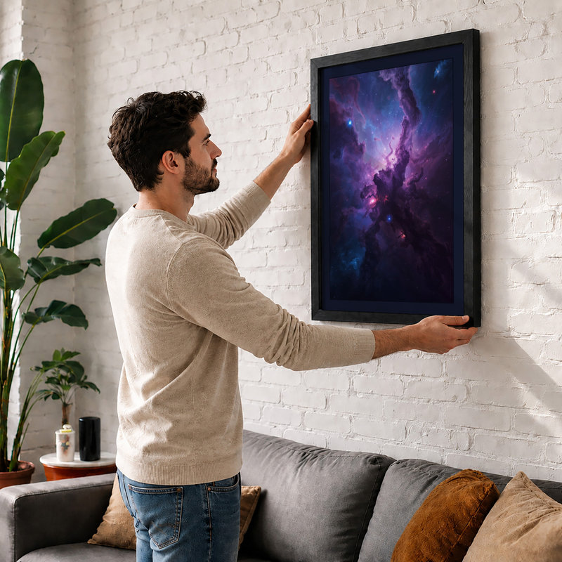 Cosmic Nebula Modern - Print, A1 - 84.1 x 59.4 cm, Black