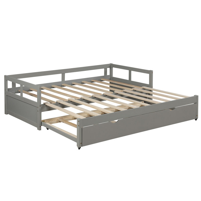 Extending Daybed With Trundle, Wooden Daybed With Trundle, Gray