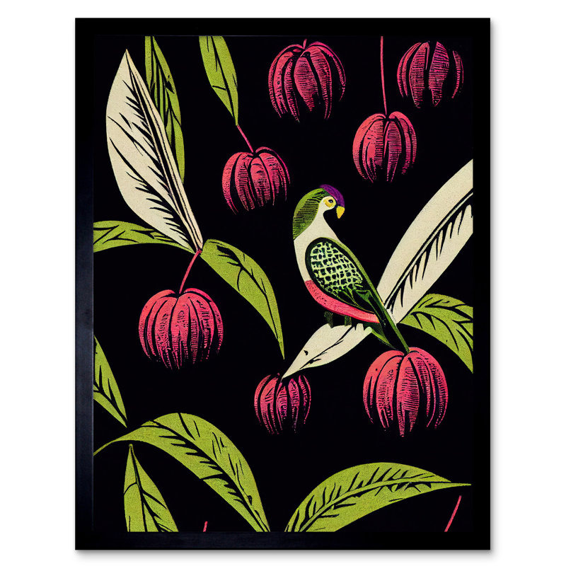 Parrot Tree Fruit Bright - Single Picture Frame Print