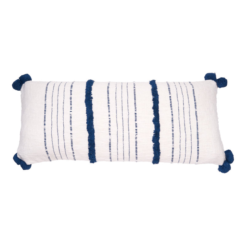 Lee Pom-poms Cotton Throw Pillow, Blue