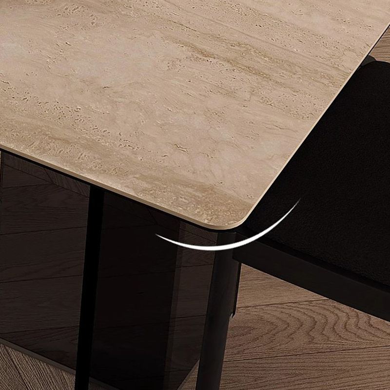 Table de dalle en pierre rétro avec pieds en acrylique, H 29,5 po x L 70,9 po x l 35,4 po