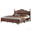 Base de lit plateforme avec tête de lit à vagues rétro, support de lattes en bois, aucun sommier requis, assemblage facile, structure robuste, design rétro classique-2005742408-2005742404