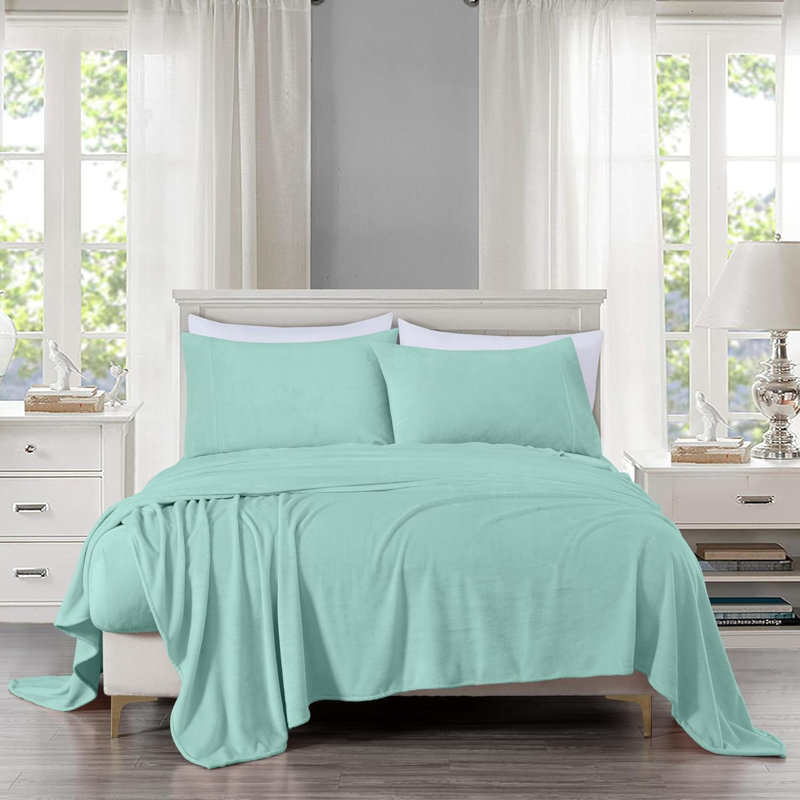 King Aqua Microplush Fleece Deep Pocket Sheet Set