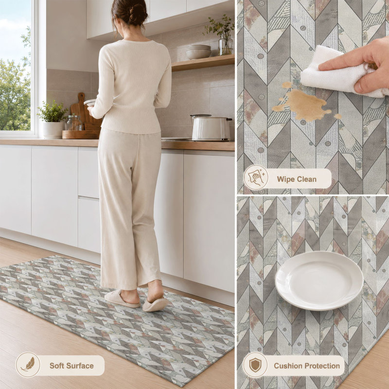 Geometric Pattern Non-Slip Washable Kitchen Mats