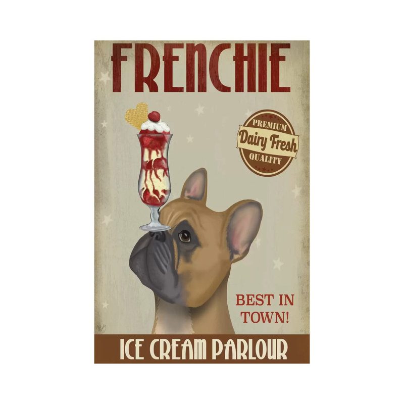 French Bulldog Ice Cream by Fab Funky - Wrapped Canvas Print, 66.04 cm H x 45.72 cm W