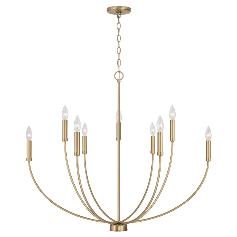 Ansley Dimmable Classic / Traditional Chandelier, Aged Brass, 9 Lights