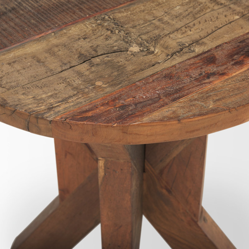 Provence Round Brown Solid Wood End Table