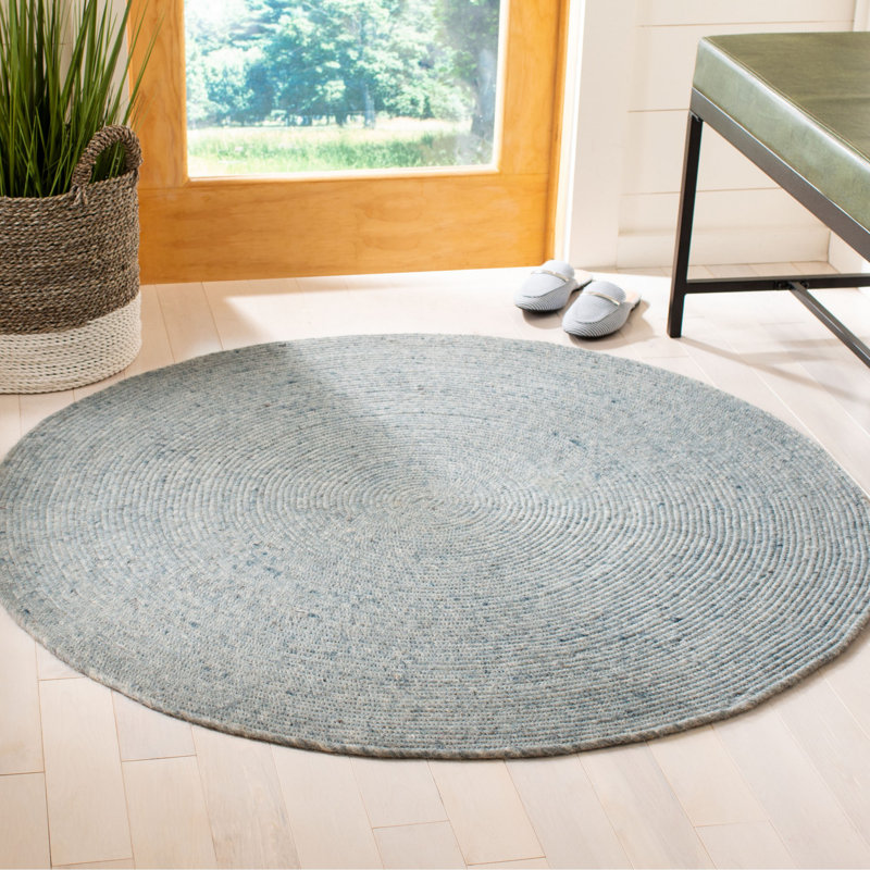 Tapis de couleur unie tissé à la main 0,6 po Connell, Rond 5 pi