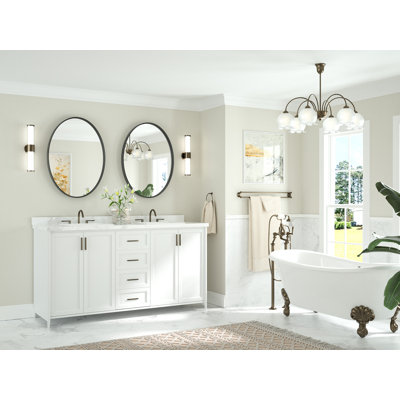 Juriana Metal Shatterproof Modern Flat Oval Vanity Decorative Wall Mirror