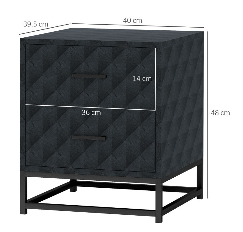 40cm W Bedside Table, Black