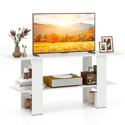 TV Stand for up to 55” TV, Entertainment Center with Storage Shelf for Living Room White
