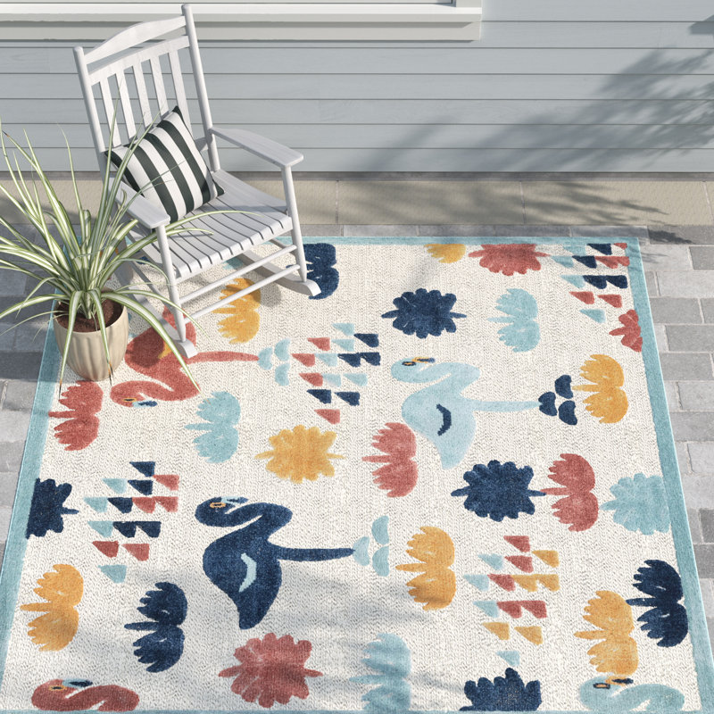 Medway Indoor/Outdoor Rug White, Square 5'3"