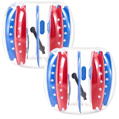 2-Pack Inflatable Bumper Balls 4FT Human Bubble for Teens Blue+Red, for Backyard, Camping, Picnic, Park, Lawn, and Outdoor Team Gameplay, Thickened PVC Material, Sumo Hamster Ball with Handle