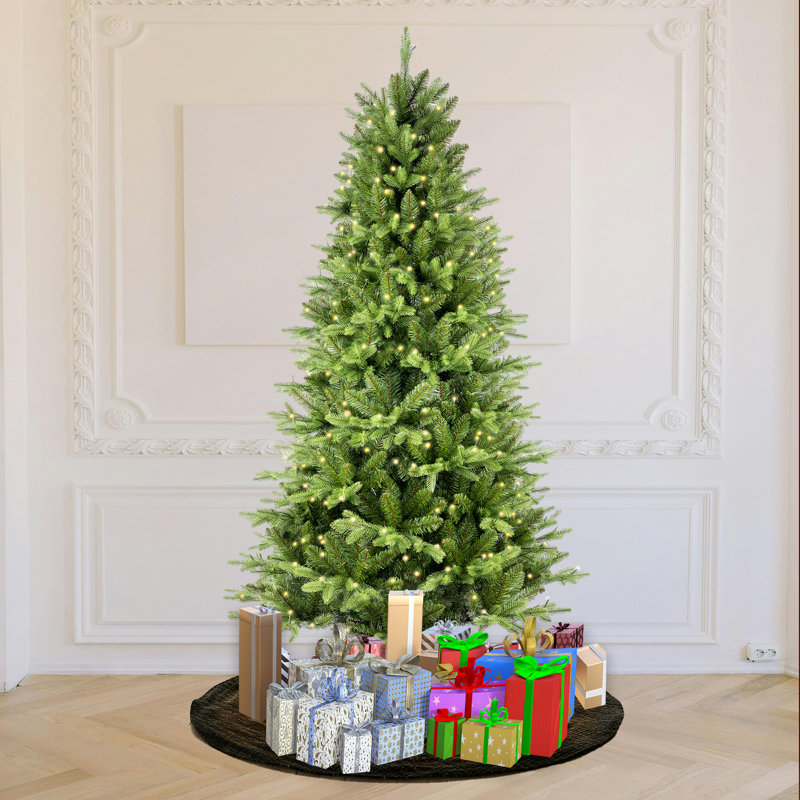 Arbre de Noël artificiel en PE et PVC pré-éclairés, 7'6"