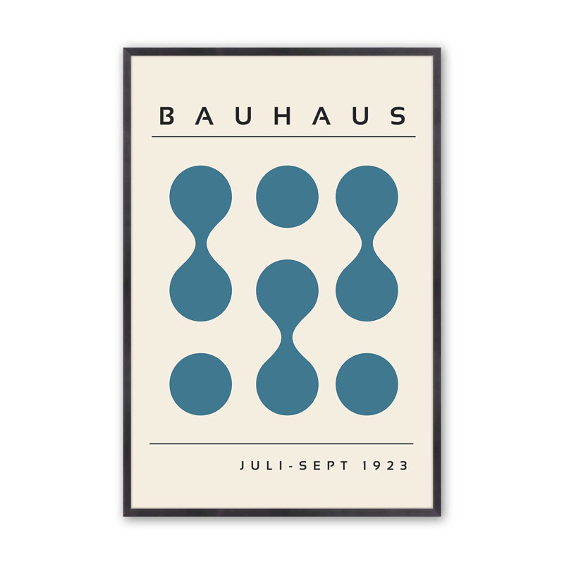 Imprimé Bauhaus incurvé bleu, H 25,25 po x l 19,25 po, Cadre photo simple en zinc patiné, Sablier Bauhaus