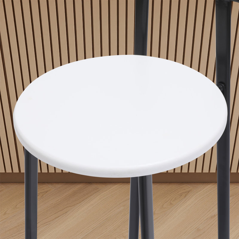 Height Counter & Bar Stools With Metal Frame(Set Of 3), White