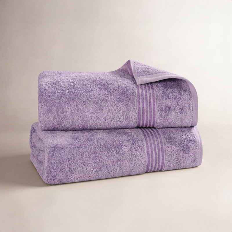 Ensemble de draps ou serviettes de bain de luxe en coton égyptien doux et absorbant certifié Oleg Heritage, Mauve royal