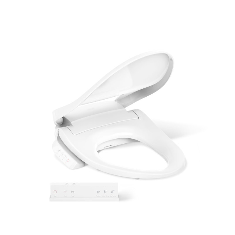 PureWash E700 Elongated Heated Bidet Toilet Seat with Remote Control, Bidet Warm Water, White