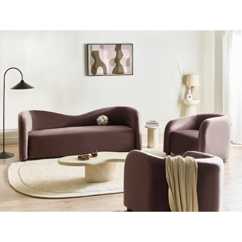 Andice 3 - Piece Velvet Living Room Set, Dark Brown