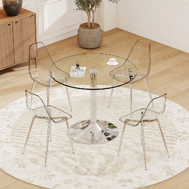 Ensemble de table de salle à manger pour table de cuisine de 4 po, 35 po et chaises pour petits espaces, Argent argent
