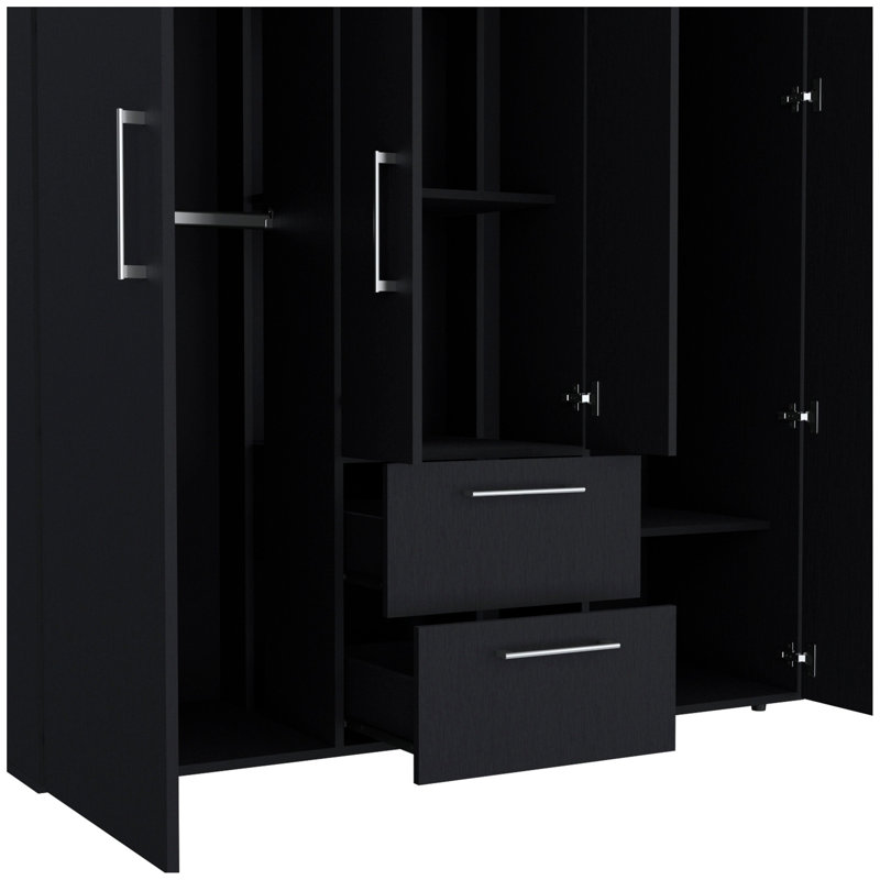 Armoire 2 portes noire tout-en-un