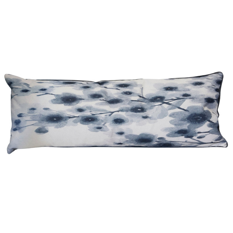 Norman Wyatt Home - Resonate - Designer Down Filled Pillow - 14 x 36 x 6, Blue/White  Abstract
