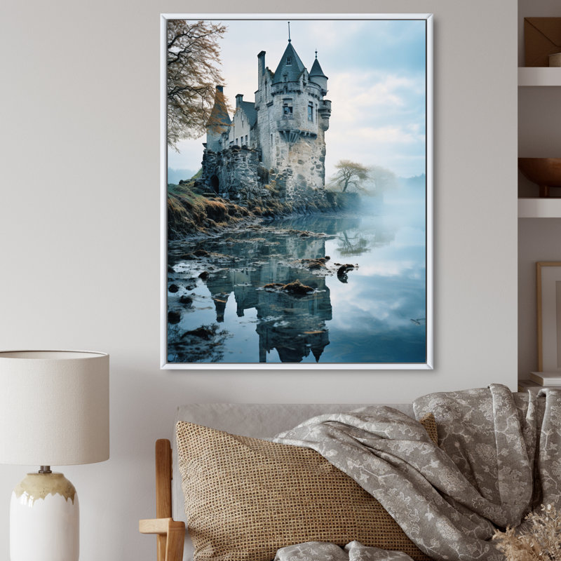 Broglen Castles Dreamy Reflections IV, reproduction d'art sur toile, H 32 po x l 24 po x P 1 po, Cadre flottant blanc