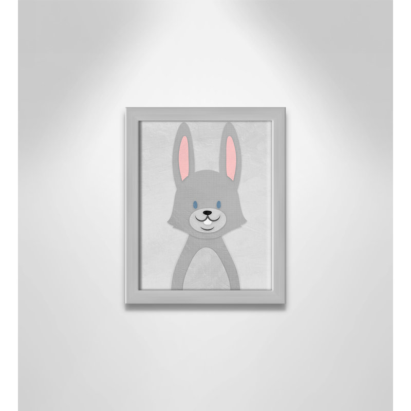 Art de lapin joyeux, H 10 po x l 8 po x P 1,18 po, Encadré de boîte argent