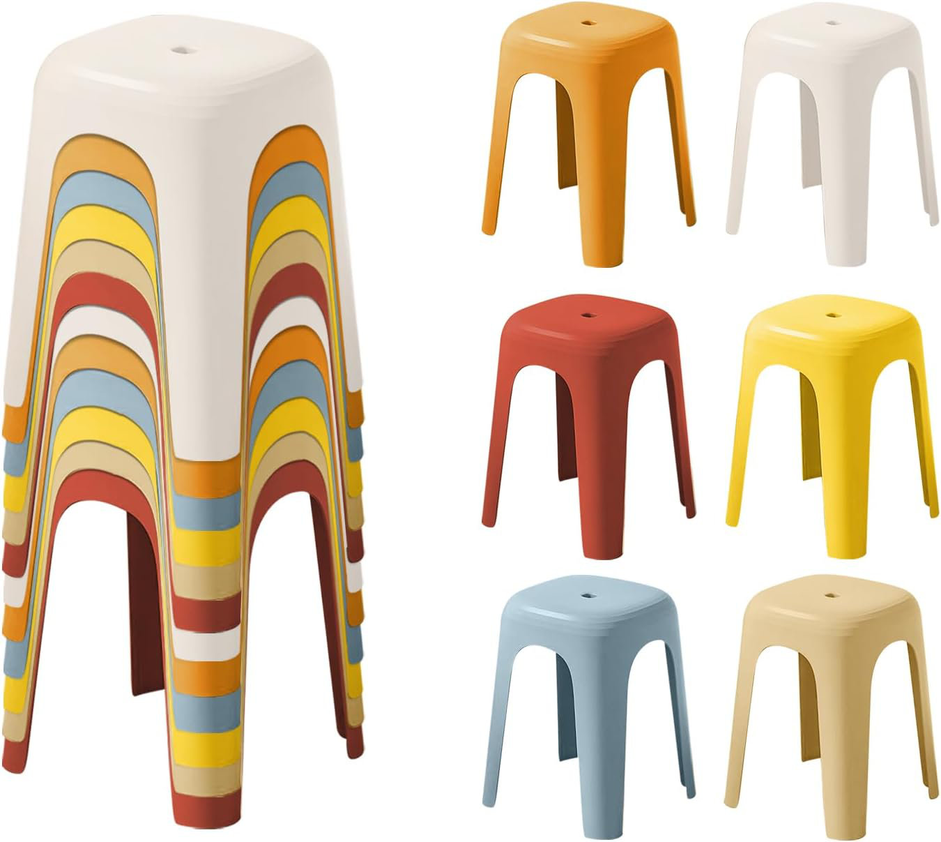 linor School Plastic Stackable Stools, 11.8 Inch Height Colorful ...