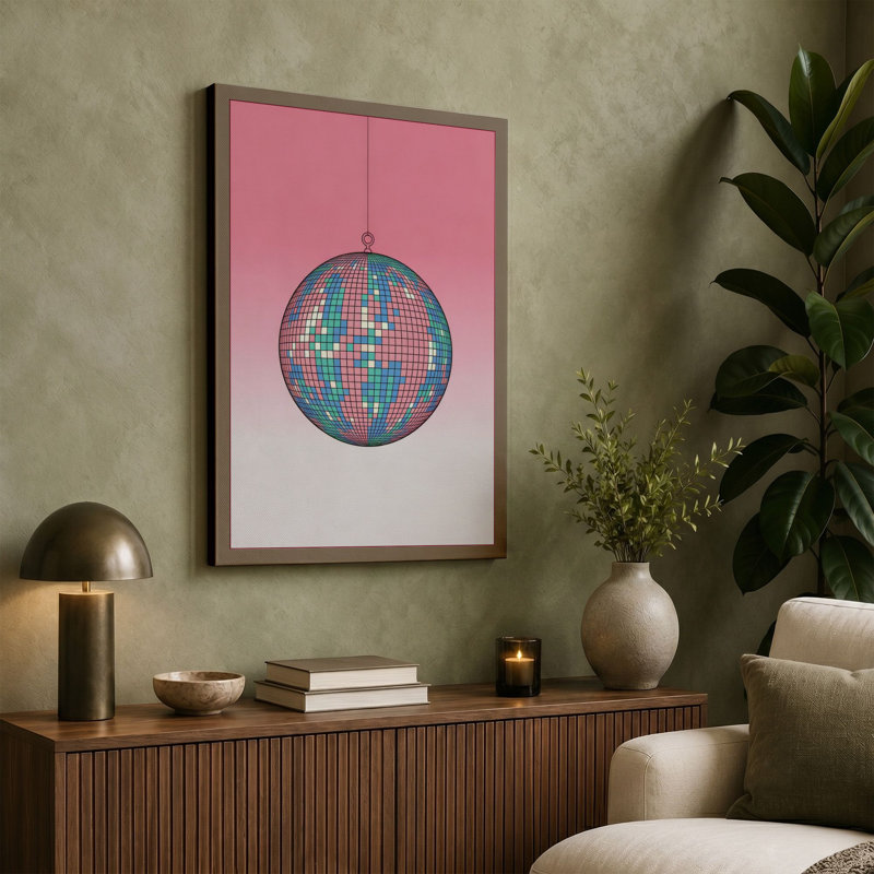 Disco Ball Nostalgia Retro - Wrapped Canvas, 36x24 - 91.4 x 61.0 cm, White Border