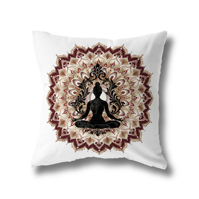 Coussin décoratif intérieur / extérieur Inner Peace Circle, H 20 po x l 20 po, Blanc/brun/noir