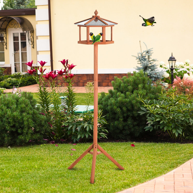 Aviary Wooden Bird Table Feeding Station with Multi-Functional Design and Sturdy Fir Wood Construction