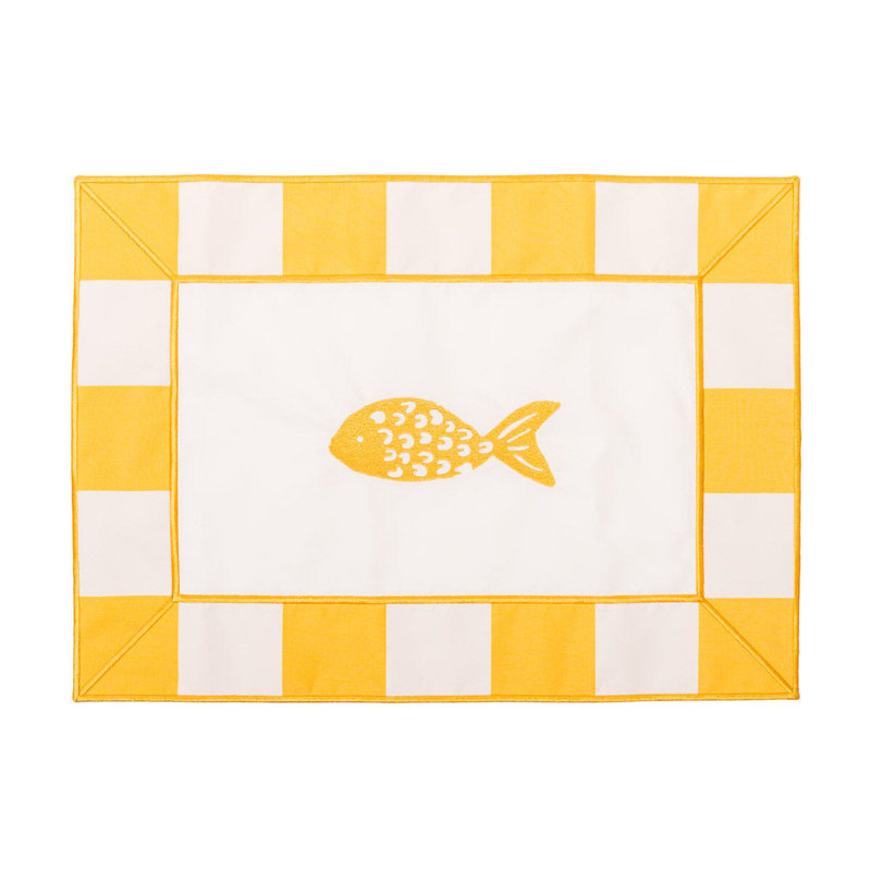 Placemat, Yellow/White