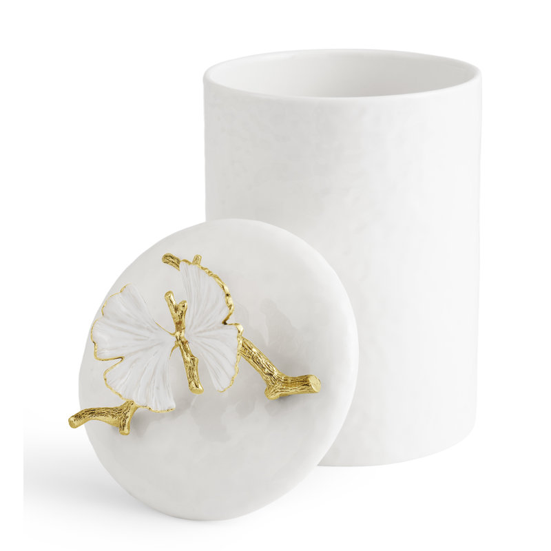 Butterfly Ginkgo Gold Porcelain Canister, 35 oz