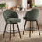 27" Upholstered Swivel Counter & Bar Stools with Large Seat, 360° Swivel Kitchen Island Chairs with Solid Wood Legs, Olive Green Chenille-1629698081