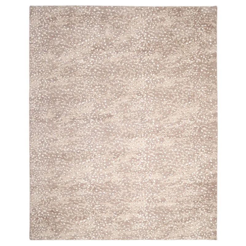 Arash Abstract Hand-Knotted Wool/Cotton Beige Area Rug, Rectangle 5' x 8'