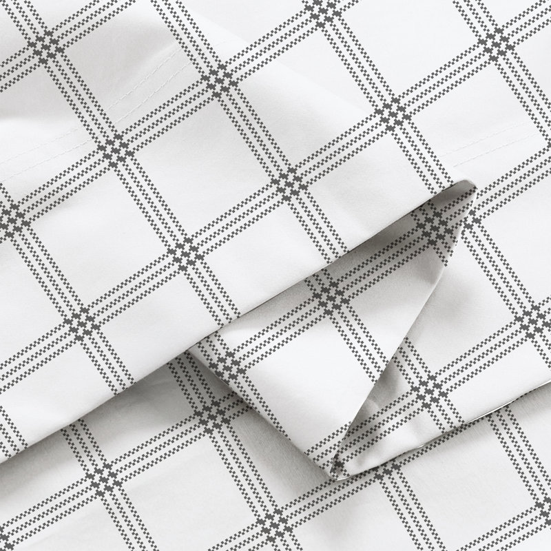 Ensemble de draps légers en mélange de coton brossé infroissable, Ensemble de draps pour grand lit + un drap-housse 
