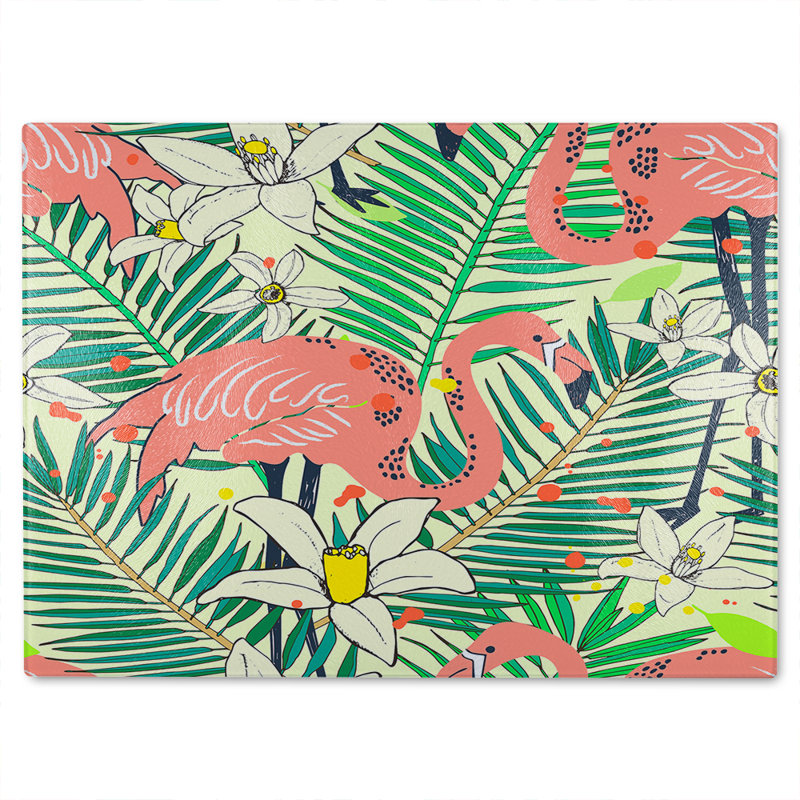 Palm leaves Designer Glass Chopping Board, 28cm L x 20cm W