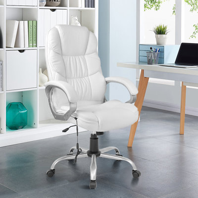 Executive Desk Chair PU Leather Height Adjustable Office Chair 360 Degree Swivel Rolling Computer Chair with Lumbar Support for Office Home