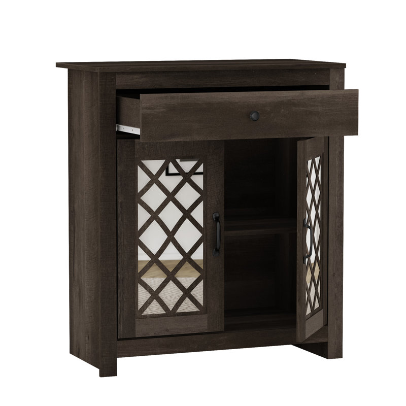 Perrault Accent Cabinet with Drawer, Dark Brown Wood