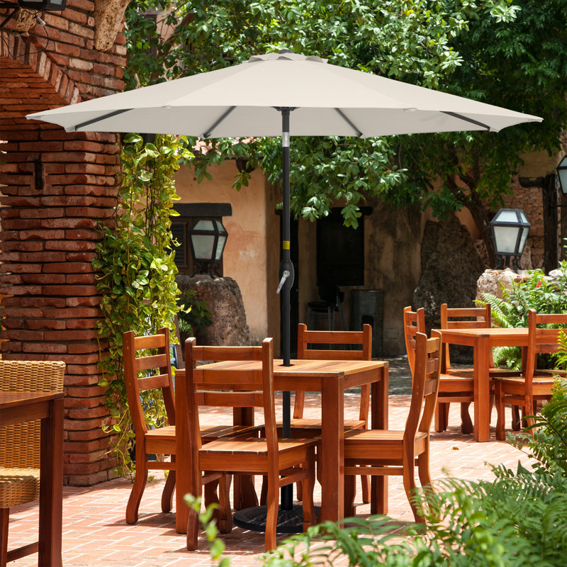 Donyeal 9FT Market Patio Umbrella, Outdoor Umbrella with Crank & Tilt, All-Weather UV Protection for Deck Backyard Garden Pool Lawn Porch