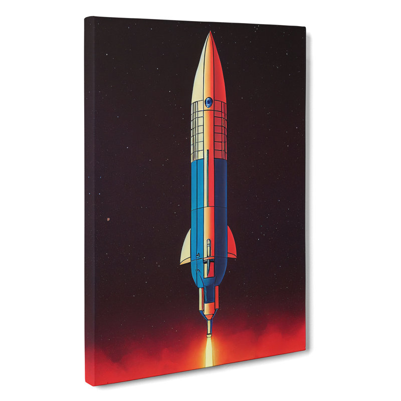 The Splendid Spaceship Rocket - Wrapped Canvas, 50cm H x 35cm W x 3cm D