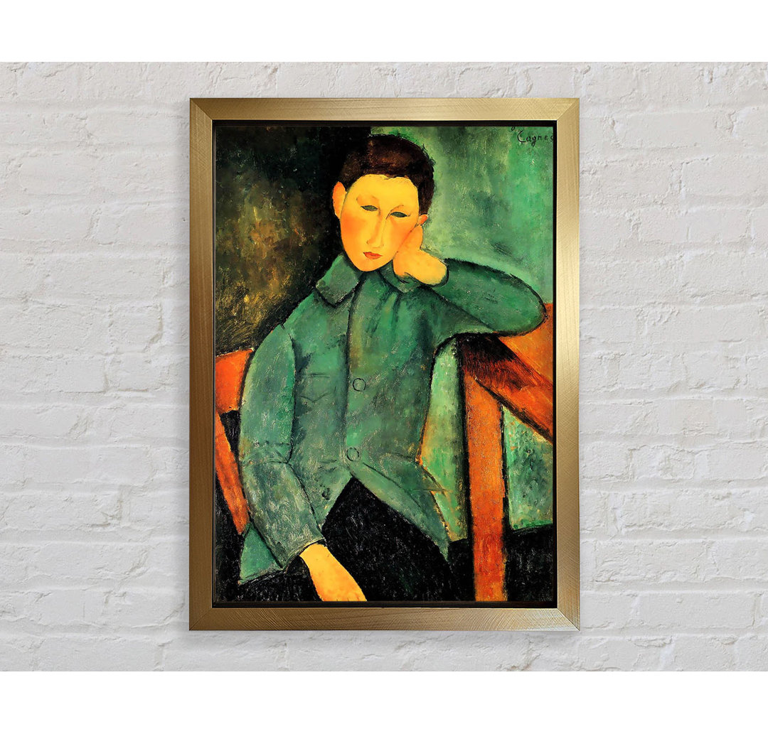 Modigliani Boy In A Blue Jacket by Amedeo Modigliani by Amedeo Modigliani - Einzelne Bilderrahmen Kunstdrucke