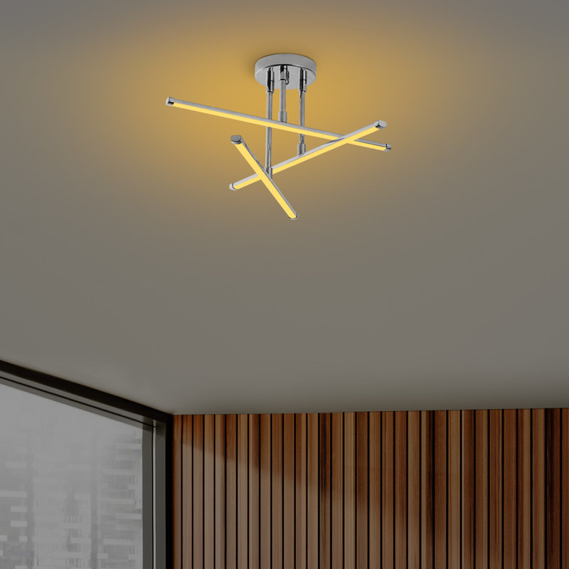 Lustre moderne en chrome, 20,1 po x 10,2 po | Corps en métal durable, douille à DEL 18 W, lumière blanche chaude 3000 K | Conception élégante pour salle à manger et espace de vie, IP20, solution d'éclairage élégante et écoénergétique