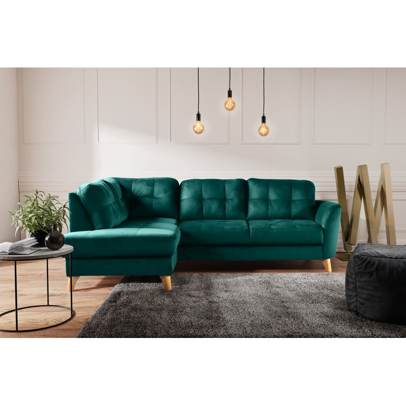 Hunnewell Sleeper Corner Sofa, Teal, Left Hand Facing