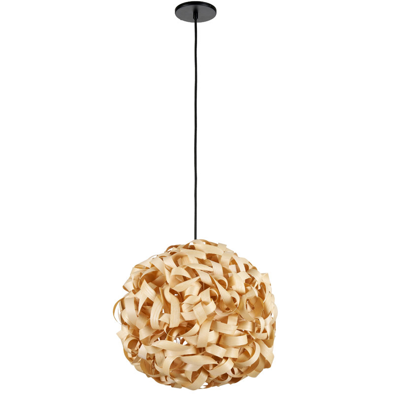 Luminaire suspendu en bambou 1 lumière Bailey - naturel, H 16 po x l 16 po x P 16 po