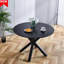 42,53 po Longue table noire, plateau, pieds en métal, plateau de cuisine et de salle à manger rond noir simple de style 42,1 po avec utilisation