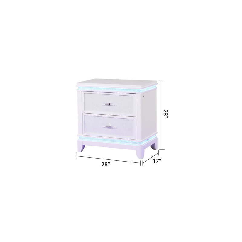 Table de chevet 2 en blanc laiteux avec élégance blanche moderne