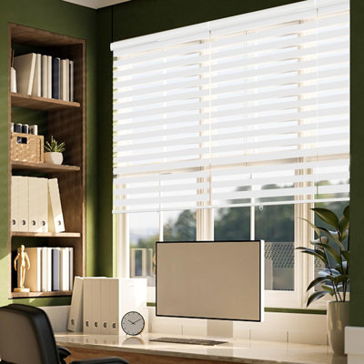  Store à enroulement double sans cordon pour fenêtre - tissu occultant à double couche avec cantonnière et occultant jour et nuit, l 18 po x H 72 po, blanc